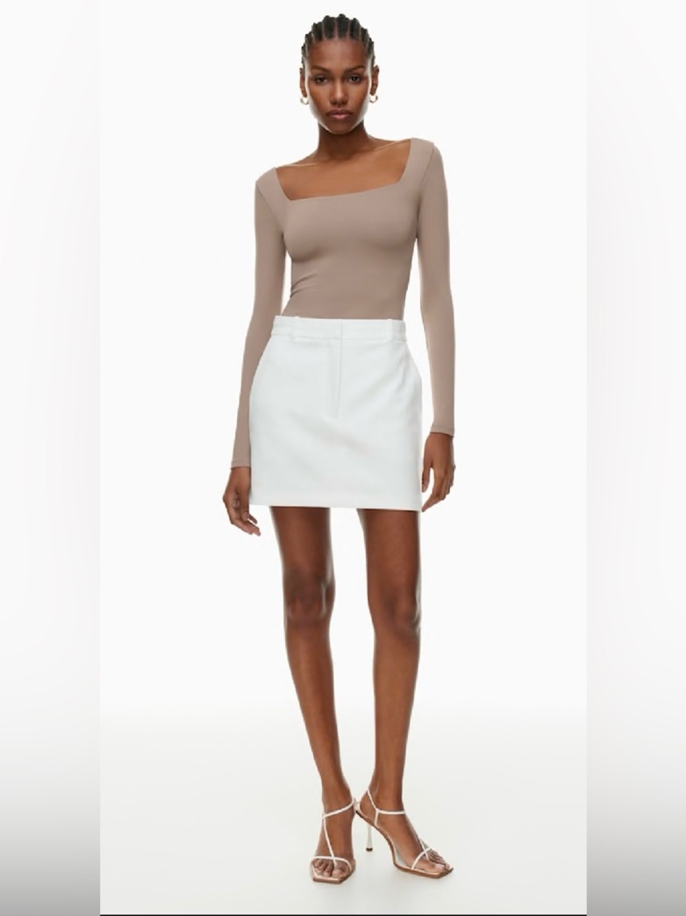 Aritzia Nude Contour Headway Bodysuit Long Sleeve Square neck with Thong Cut S